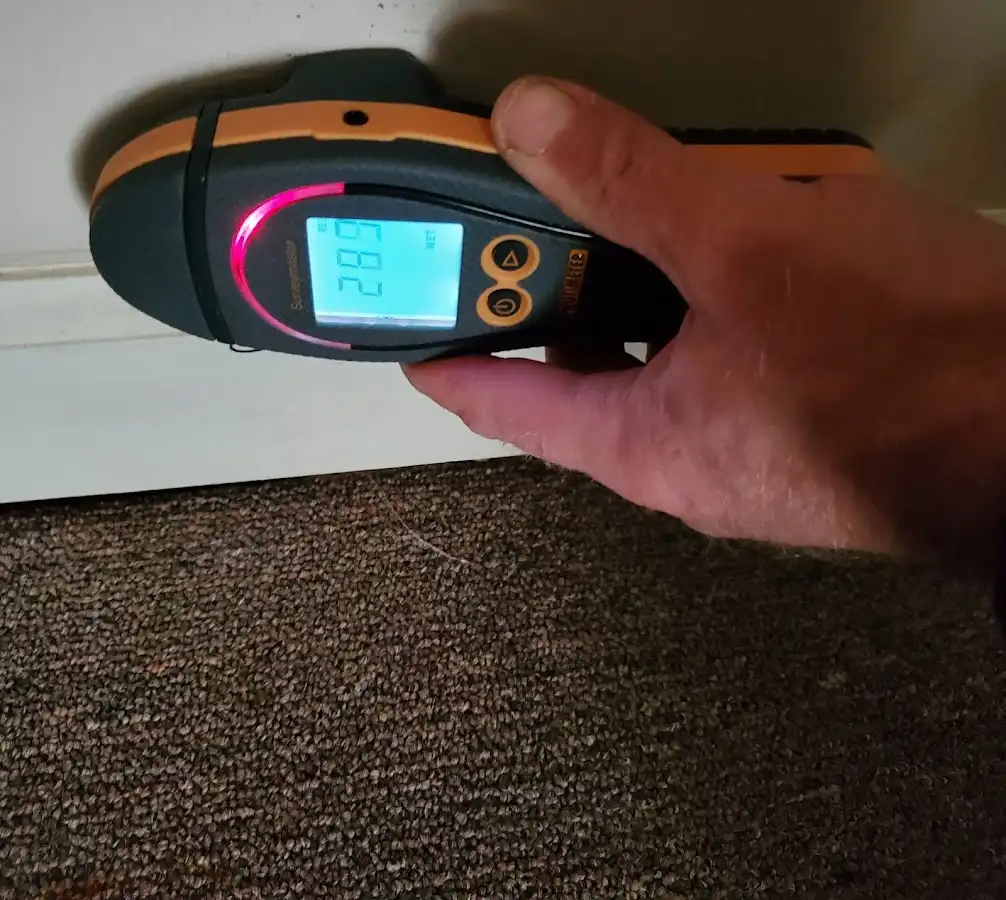 Moisture detection at baseboard during Burst Pipe Cleanup in Guymon