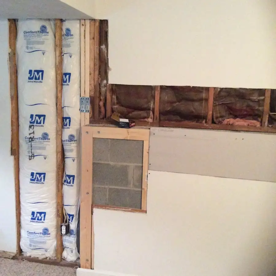 Wall insulation replacement during Basement Flood Cleanup in Guymon